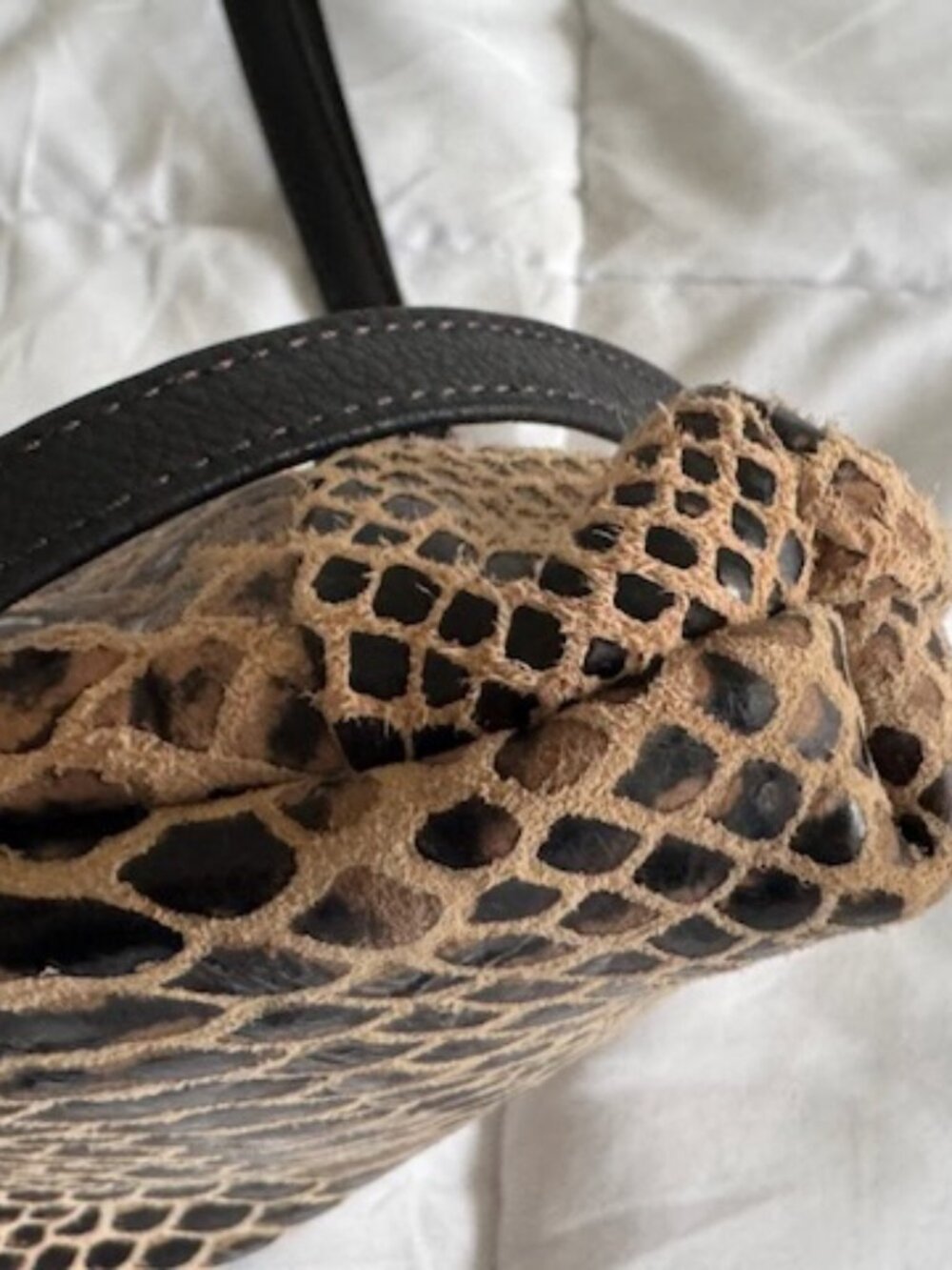 Rough & Tuble Large Marsden in Brown Destroyed Soft Snake Leather, Black Strap - Picture 5 of 10